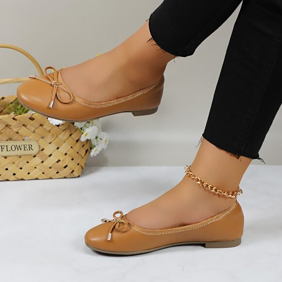 Women's Cushioned Insole Classic Bow Tie Ballerina Flat - Picture 1 of 10